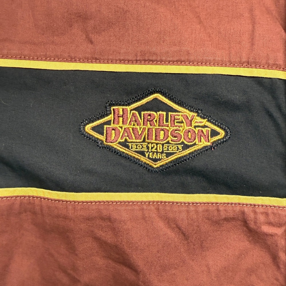 Harley-Davidson 120th Anniversary Mens Shirt Mahogany Brown Cotton Button Up L - Picture 3 of 6